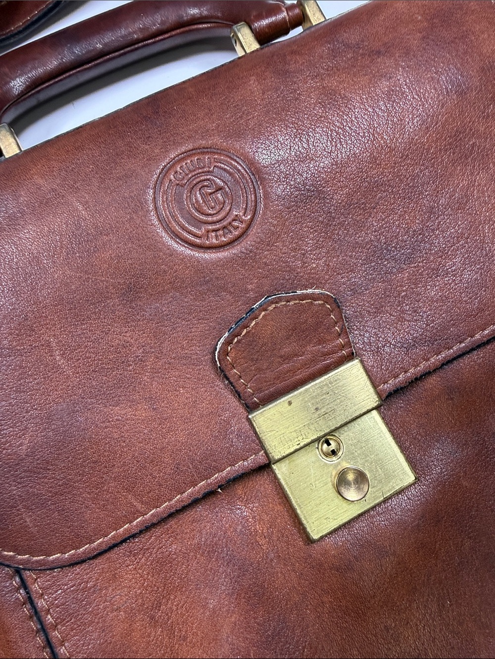Guidi Vintage Brown Leather Crossbody Messenger Unisex Folio Work Bag - Picture 2 of 10